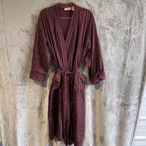 Vintage Victoria Secret Robe Striped Satin Terry Lined Gold Label Medium Large